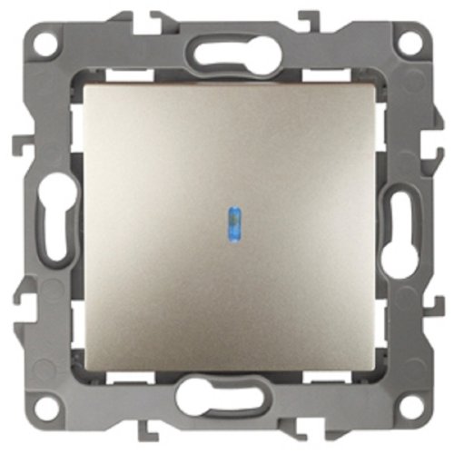 Выключатель с подсветкой без рамки Эра S12 1-кл 10А шампань картинка